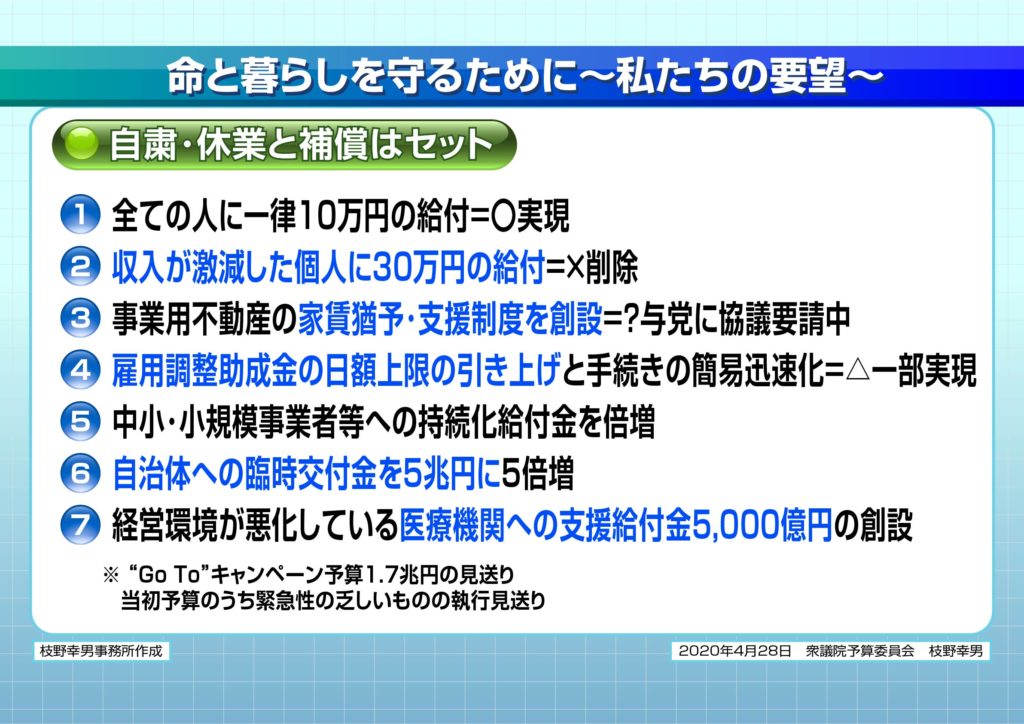 立憲民主党の要望
